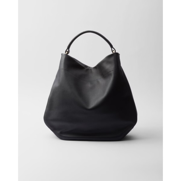 Large leather shoulder bag black